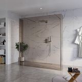FortiFura Galeria Vrijstaande Inloopdouche - 180x200cm - Rookglas - Antikalk - 8mm Veiligheidsglas - 2 Zijwanden - 30cm - Wandsteunen en Hoekprofielen - PVD - Geborsteld Gunmetal (Antraciet)