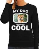 Bellatio Decorations Shiba Inu Trui / Sweater My Dog Is Serious Cool Zwart - Dames - XS