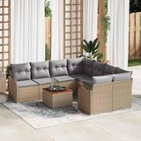 Maison Exclusive - Set van 9 tuinbanken, beige, van polyrotan