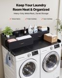 Vevor Wasmachine en Droger Bovenplaat Met Schap, 137 X 69,9 cm Houten Wasserschotel en Drogerschotel met 2 Laden & Hooks, Wasmachine Bovenplaat voor Waskast, Pantry Bovenplaat voor Organisatie en Opslag, Zwart