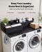 Vevor Wasmachine en Droger Bovenplaat Met Schap, 137 X 69,9 cm Houten Wasserschotel en Drogerschotel met 2 Laden & Hooks, Wasmachine Bovenplaat voor Waskast, Pantry Bovenplaat voor Organisatie en Opslag, Zwart