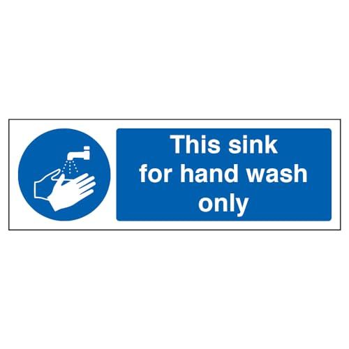 VSafety Hand Wash Only Sign - 300mm x 100mm - Self Adhesive Vinyl