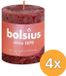 Bolsius Bougies coniques rustiques - 4 pièces - 80/68 - Rouge velours
