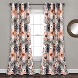 Lush Decor Leah bloemen geïsoleerde doorvoertule, polyester, koraal en grijs, 52" B x 95" L (Pack van 1)