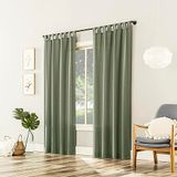 No. 918 Trevor 2-pack Heathered Textuur Semi-Sheer Tab Top Gordijnpaneel Paar, 101,6 cm x 241,3 cm, mos