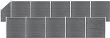 vidaXL WPC omheining set, 10 vlakke panelen + 1 schuin paneel, 1830x186 cm, grijs