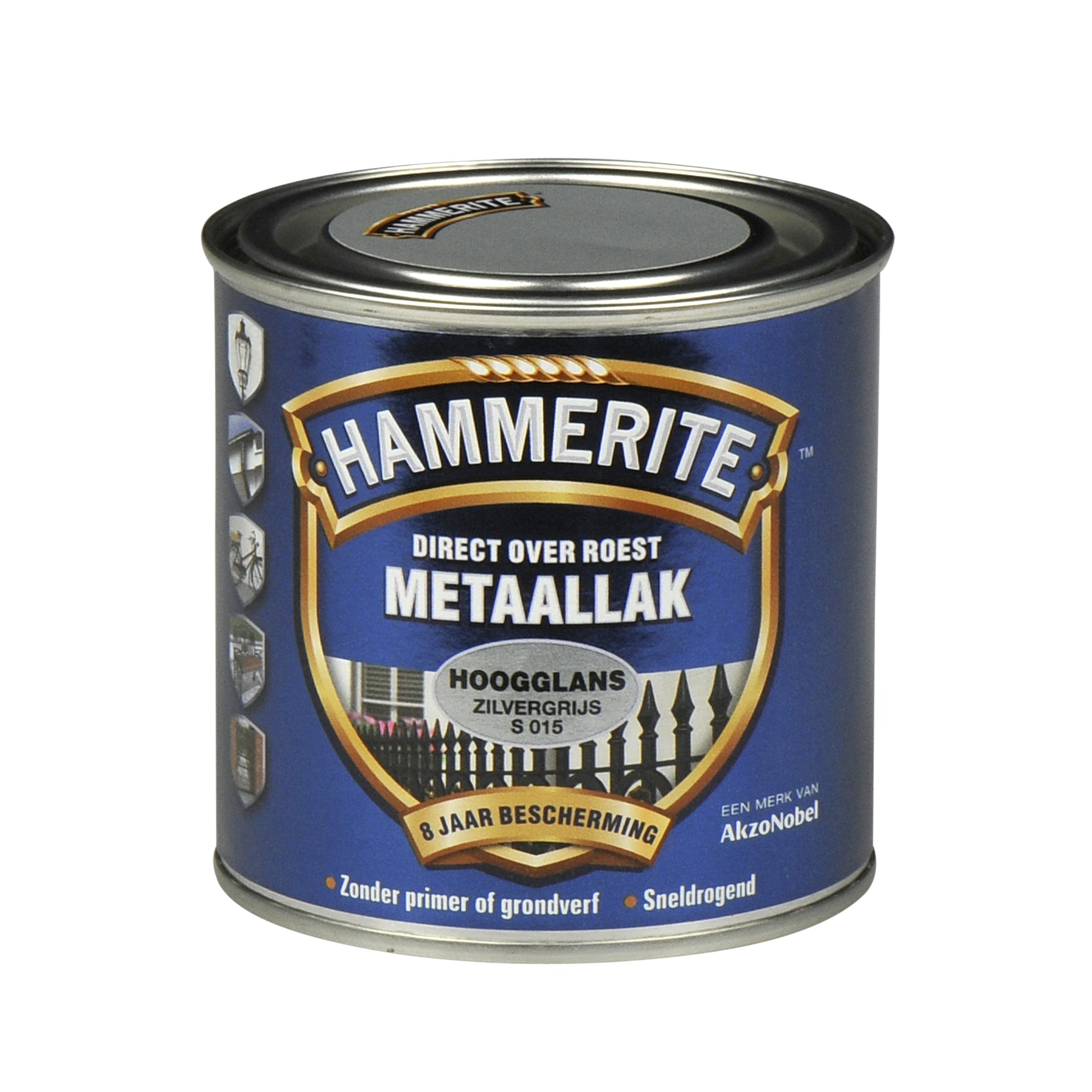 Hammerite direct over roest metaallak hoogglans zilvergrijs - 250 ml