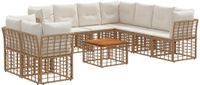 vidaXL - Hoek loungeset - Polyester - Naturel - 9 zitplekken - Exclusief kussen