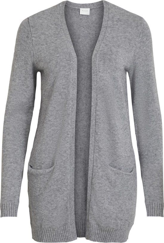 VILA VIRIL OPEN L/S KNIT CARDIGAN - NOOS Dames Vest - Maat XXL - Medium Grey Melange