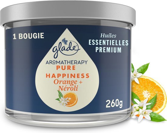 Glade Aromatherapy Kaars, Pure Hapiness, etherische oliën, oranje & neroli - 1 kaars