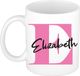 Bellatio Decorations Naam mok Elizabeth - roze - wit - keramiek - 300 ml - cadeau beker