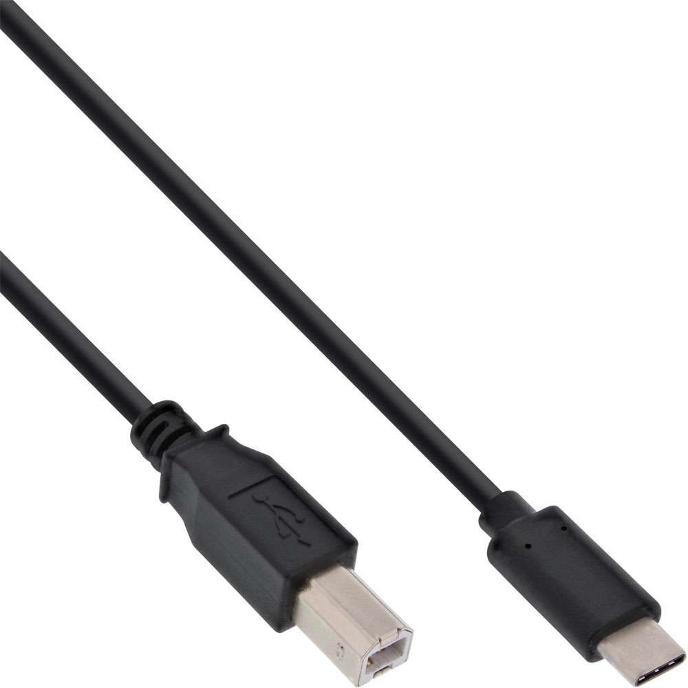USB-C / USB-B Kabel - 1 m - Zwart