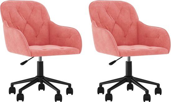 VidaXL Eetkamerstoelen draaibaar 2 st fluweel roze
