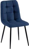 CLP Antibes Eetkamerstoel - Zonder armleuning - Metaal frame - Stof/blauw