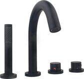 Wiesbaden Caral Inbouw Badrandkraan Afbouwset 4-Gats - Mat Zwart