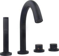 Wiesbaden Caral Inbouw Badrandkraan Afbouwset 4-Gats - Mat Zwart