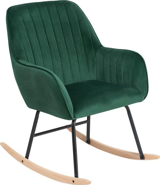 Beliani LIARUM - Schommelstoel - Groen - Fluweel - 60 x 74 x 82 cm