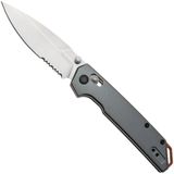 Kershaw Iridium 2038ST, Stonewashed D2 Spear Point, Grey Aluminum, partially serrated zakmes