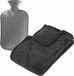Fleece deken/plaid Donkergrijs 130 x 180 cm en kruik 2 liter