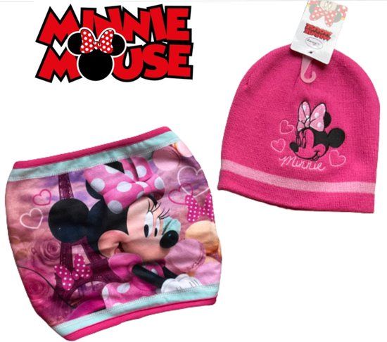 Minnie Mouse Winter Set - Hat + Scarf - Pink - One Size (3-6 years)