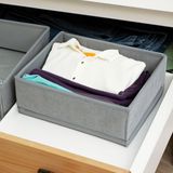 Boîte de rangement en tissu – Boîte de rangement pliable – Gris – 30 x 26 x 10 cm – Organiseur de placard ou de tiroir [BW2075]