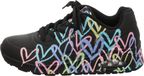 Skechers Dames Uno Spread The Love Sneaker, Zwart Paars Turkoois Durabuck Zwart Mesh, 36 EU