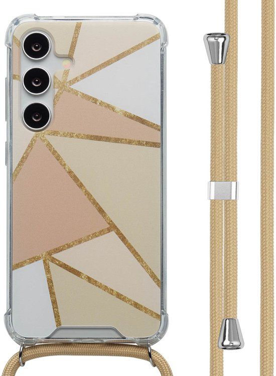 imoshion Hoesje - Geschikt voor Samsung Galaxy S24 - Design Hoesje met Koord - Beige Graphic