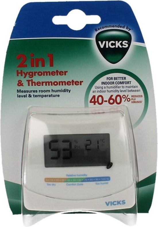 Vicks Hygrometer en Thermometer - Wit - Analoog - 2 jaar garantie