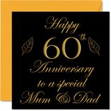 Speciale Diamond Anniversary Card voor Papa Mum Ouders - Speciale Mama & Papa - Gelukkige 60e Bruiloft Verjaardag Kaarten van Zoon Dochter Familie, 145mm x 145mm Wenskaarten voor Zestigste Verjaardagen