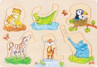 GOKI Steekpuzzel - Mama En Baby - 6 Delen - Hout - 1 Jaar