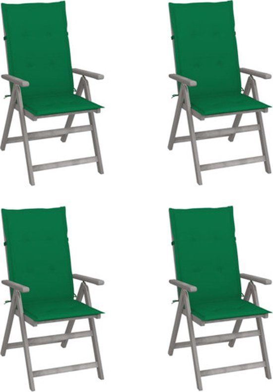 vidaXL Tuinstoelen 4 st verstelbaar met kussens massief acaciahout