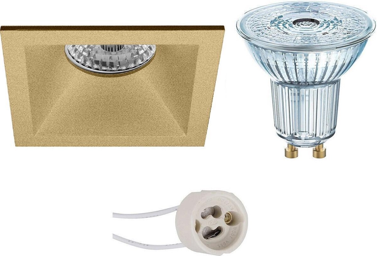 Osram - LED Spot Set - Parathom PAR16 927 36D - Proma Pollon Pro - GU10 Fitting - Dimbaar - Inbouw Vierkant - Mat Goud - 5.5W - Warm Wit 2700K - Verdiept - 82mm