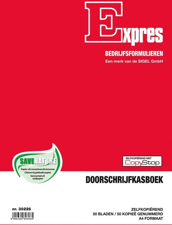 Kangaro Doorschrijf Kasboek A4 2x50bl + Spiraal - 2 Stuks