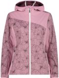 CMP Vrouwelijke waterdichte jas met capuchon, roze bloemenprint, XS, Polyester, Lente/Zomer 2023