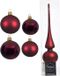 Decoris Kaemingk B.V. Compleet glazen kerstballen pakket donkerrood glans/mat 38x stuks - 18x 4 cm en 20x 6 cm - Inclusief piek frosted