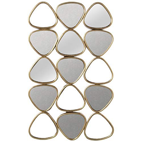 DRW Wandspiegel met spiegel van metaal, goudkleurig, 53 x 5,5 x 85 cm, INT.17 x 15 cm