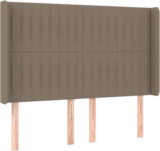 VidaXL Hoofdbord met randen 147x16x118/128 cm stof taupe