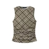 Mango geruite top - bruin