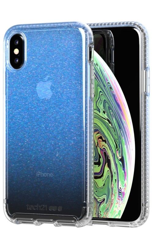 Tech21 Pure Shimmer - Apple iPhone Xs - Blauw/Transparant