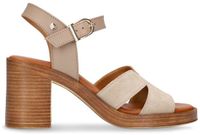 No Stress Dames Beige Suède Sandalen met Blokhak - Maat 38