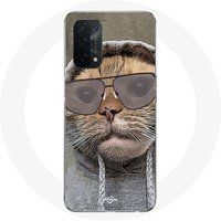 Maniacase Hoesje voor Oppo A54 5G Kat met kap foto grappige dieren