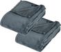 Atmosphera Fleece deken of plaid harig - 2x - donkergrijs - 125 x 150 cm - polyester