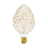EGLO Filament LED lamp E27 dimbaar | grote amber vintage kaars gloeilamp Mid Size, retro lichtbron met structuur, 2,5 Watt (20w equivalent), 200 Lumen, warm wit
