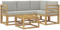 vidaXL Tuinset met 5 zitplaatsen, wit en lichtgrijs, polyester