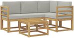 vidaXL Tuinset met 5 zitplaatsen, wit en lichtgrijs, polyester