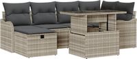 vidaXL Tuinbank Set Lichtgrijs Polyrattan