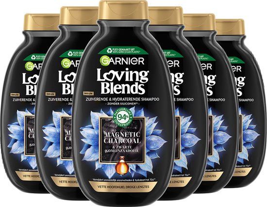 Garnier Loving Blends Magnetic Charcoal Shampoo Voordeelverpakking - 6 x 300ml