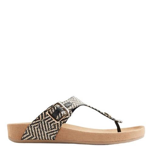 Graceland imitatieleren teenslippers - zwart/wit