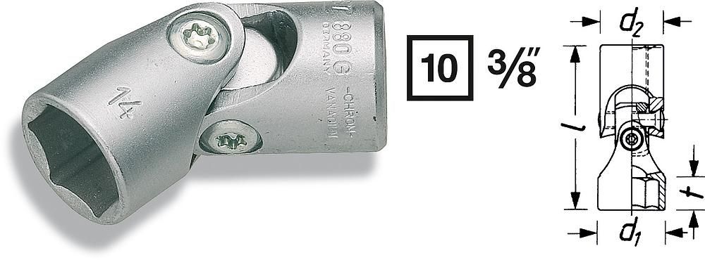 HAZET 880G-17 Scharnierende dopsleutel - Zeskant 17 mm
