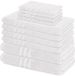 Lavea® Set de 10 serviettes de bain – 100% Coton – 4 serviettes, 2 serviettes de douche, 2 serviettes d'invités, 2 gants de toilette – pour la maison, l'hôtel et le spa – Blanc